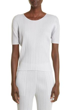 Pleats Please Issey Miyake Pleated Top in Light Gray at Nordstrom, Size 5