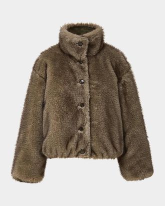 Veronica Beard Varell Reversible Faux Fur Bomber Jacket