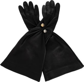 Lanvin Ondine Leren Handschoenen - Dames - Handschoenen - Zwart - 6 1/2 IN - Leer - Accessoires
