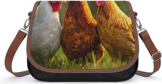 Generic Funny Chickens Womens Crossbody Bag Fashion Shoulder Handbags Message Tote Bag with Adjustable Strap