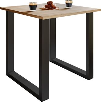 ebuy24 Mesa De Madera Vcm Al. 76 X An. 80 X P. 80 Cmbase S&oacute;lida Y De Alta Calidad Pies De Hierro Mesa De Cocina - Xona U (negro / Roble Sonoma)
