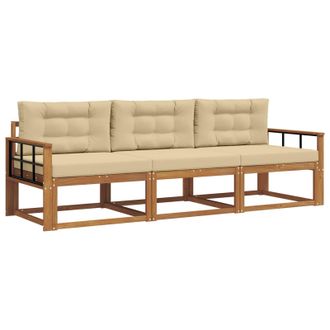 vidaXL Conjunto De Sof&aacute;s De Exterior Con Coj&iacute;n 3 Pcs Natural Y Beige Vidaxl
