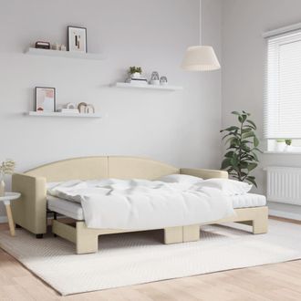 vidaXL Vidaxl - Sof&aacute; Cama Nido Con Colch&oacute;n Tela Crema 80x200 Cm