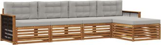 vidaXL Conjunto De Sof&aacute;s De Exterior 5 Uds. Natural Y Gris Claro Vidaxl