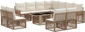 vidaXL Conjunto De Sof&aacute;s De Jard&iacute;n 12 Uds. Beige Y Blanco Crema Vidaxl