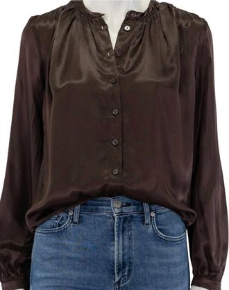 Nation Ltd Womens Trishia Shirred Blouse In Brown