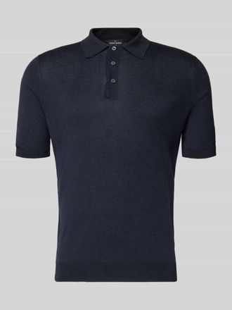 Gran Sasso Slim Fit Poloshirt aus reiner Seide in Marine, Gr&ouml;&szlig;e 54