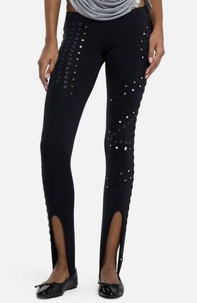 Jaded London Mirror Eyelet Stirrup Pants in Black at Nordstrom, Size 12