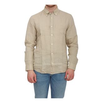 HUGO BOSS Heren, Overhemden, Beige, Maat: 3XL Linnen