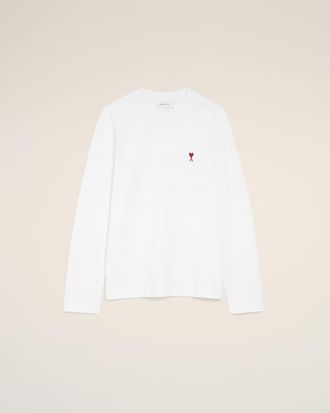 Ami White Cotton Red Ami De Coeur Longlseeves Tshirt White - XXXL - Unisex