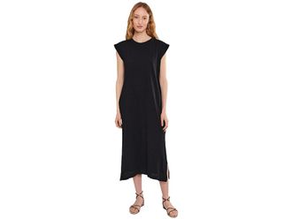 Mod-o-doc Cap Sleeve Column Dress with Conrast Cuffs Womens Dress Black : LG (US 12-14), Cotton