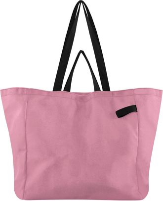 Generic Pink pattern Reusable Canvas Tote Bag, Heavy Duty Grocery Shopping Bag with Double Handles Hard Bottom Large Capacity Work Groceries Travel