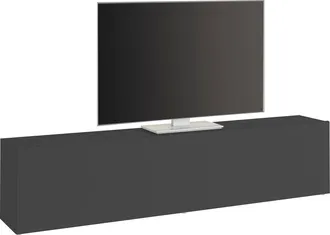 Dmora Mobile Porta Tv Christian, Apertura A Ribalta, 2 Vani Made In Italy, 30x180x40h Cm Nero Antracite