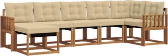 vidaXL Conjunto De Sof&aacute;s De Exterior 7 Uds. Natural Y Beige Vidaxl