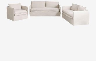 Sklum Conjunto De Sal&oacute;n Con Sof&aacute; De 2 Plazas, Sof&aacute; De 3 Plazas Y Sill&oacute;n En Lino Y Algod&oacute;n Grace Sklum