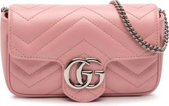Gucci Borsa a tracolla Super Mini GG Marmont in pelle matelass&egrave; con battente 2016-2025 - Rosa
