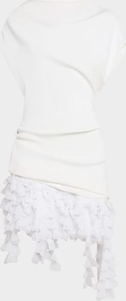 Brandon Maxwell Kayla Draped Petal-Frill Mini Dress