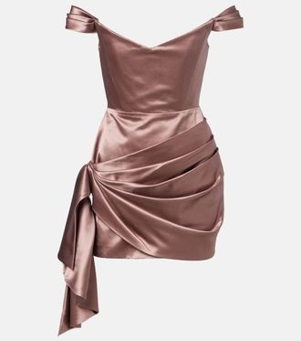 Alex Perry Abito corto off-shoulder in raso