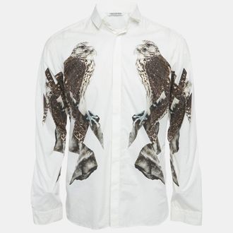 Neil Barrett White Eagle Print Cotton Slim Fit Shirt