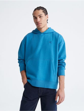 Calvin Klein Mens Archive Logo Relaxed Fleece Hoodie - Blue - XS