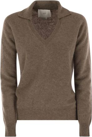 VANIS&Eacute; Patty V-hals Trui - Dames - Cashmere truien - Bruin - L - Wol - Truien & Vesten