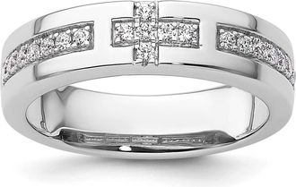 Diamond2Deal 14k White Gold Lab Grown Diamond Wedding Band Ring 1/5Ct Clarity- VS Color- G-H