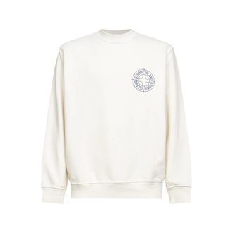 Stone Island Sweatshirts, male, White, M, Ribbed Crewneck Sweatshirt