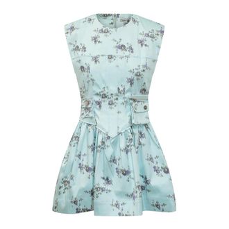 Ganni Short Dresses, female, Blue, Size: XS Floral Print Mini Dress
