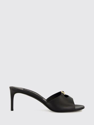 Dolce & Gabbana Smooth Lambskin Mules with DG Monogram Logo and Mid Heel