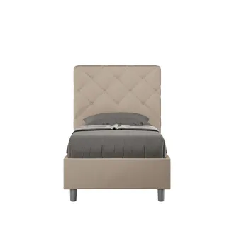 Les Tendances Letto Singolo Contenitore Imbottito 90x210 Similpelle Tortora Priya