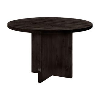 Deco Wood Mesa de comedor redonda de madera maciza en tono negro de &oslash;110x75cm