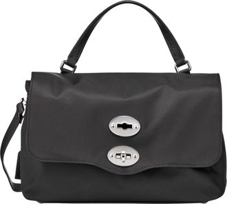 Zanellato Black Silver Turn-Lock Fabric Shoulder Bag