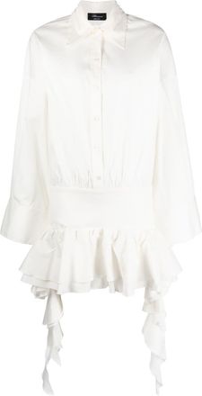 Blumarine dropped-waist ruffled shirtdress - women - Polyamide/Cotton/Spandex/Elastane/Cotton/Polyamide/Spandex/Elastane - 40 - White
