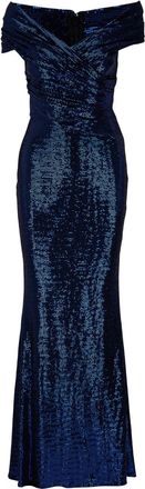 Talbot Runhof Tokara off-shoulder maxi dress - women - Elastane/Polyamide/Polyethylene - 36 - Blue