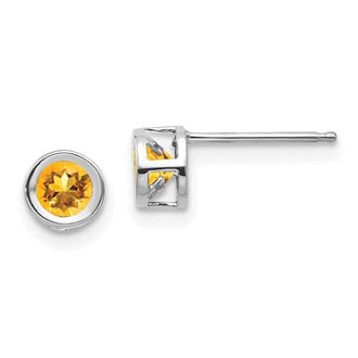 Diamond2Deal 14k White Gold November 4mm Citrine Earrings