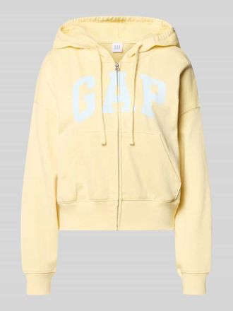 GAP Regular Fit Sweatjacke mit Logo-Stitching Modell Heritage in Hellgelb, Gr&ouml;&szlig;e XL