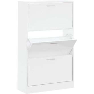 vidaXL Vidaxl - Mueble Zapatero Madera Contrachapada Blanco Brillo 63x24x103 Cm