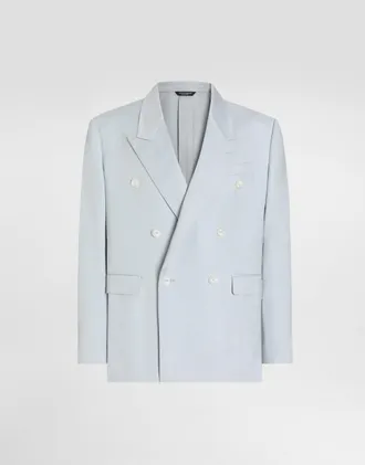 Dolce & Gabbana Shantung Viscose Double-breasted Jacket - Man Suits And Blazers Light Blue 46