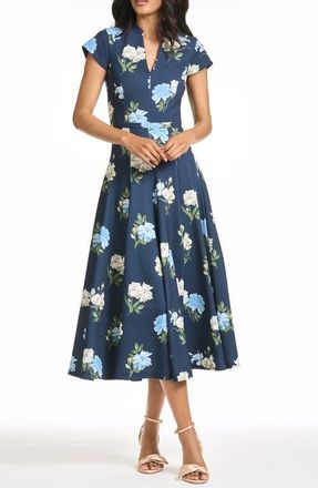 Sachin & Babi Jasmeen Floral Midi Dress in Maritime Corsage at Nordstrom, Size 14