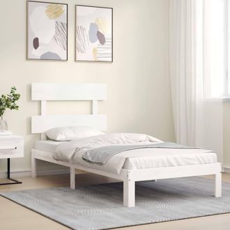 Berkfield Home Beautiful Bed Frame with Headboard White 90x200 cm Solid Wood