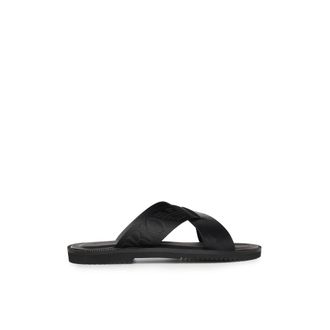 Emporio Armani Leren Cross-Over Sandalen met Logoband - Heren - Sandalen - Zwart - 40 EU - Leer - Schoenen