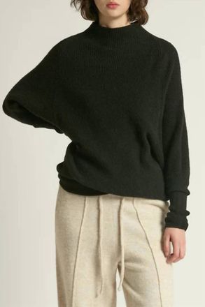 Look by M Mockneck Batwing Sleeves Sweater In Black