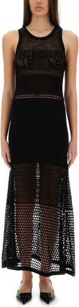 Moschino Black Logo Round Neck Dress