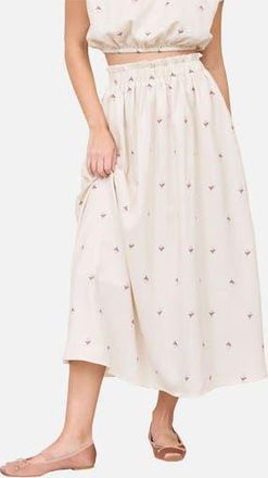 Blu Pepper Floral Embroidered Midi Skirt in Ivory at Nordstrom Rack, Size Medium