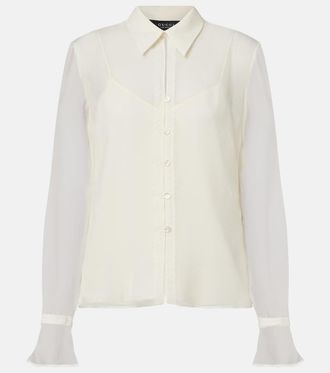 Gucci Lace-trimmed silk georgette shirt