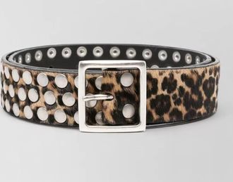 Golden Goose leopard-print studded leather belt
