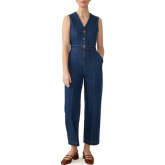 Faherty Giselle Sleeveless Denim Jumpsuit in Dusk Dive Wash at Nordstrom Rack, Size 4