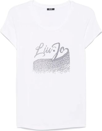 Liu Jo rhinestone T-shirt - women - Spandex/Elastane/Viscose - M - White