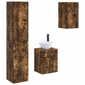 vidaXL Juego De Muebles De Ba&ntilde;o 3 Uds. Roble Ahumado Vidaxl