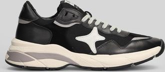 Ama-Brand Sneakers In Black Leather And Fabric